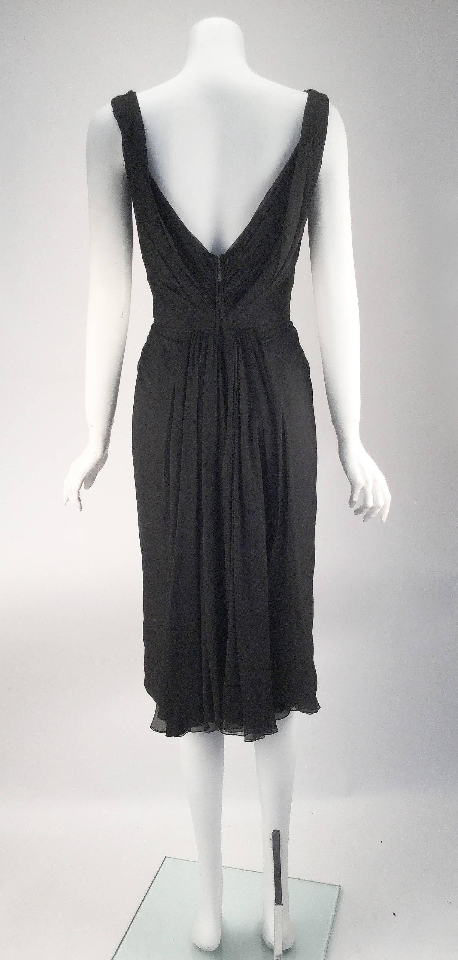1960s Jobere Black Silk Cocktail Dress  In Good Condition For Sale In Houston, TX