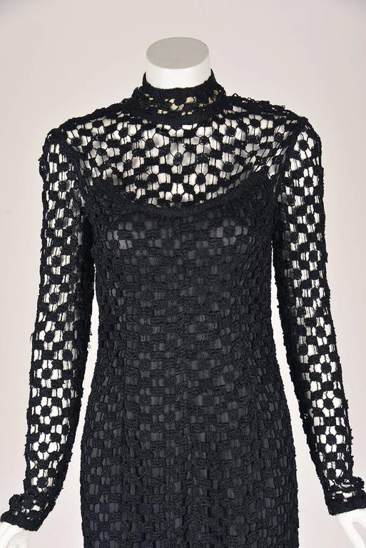 1970s Pat Sandler Black Crochet Gown For Sale at 1stDibs