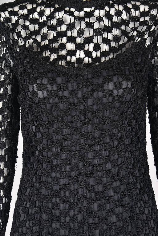 1970s Pat Sandler Black Crochet Gown For Sale at 1stDibs