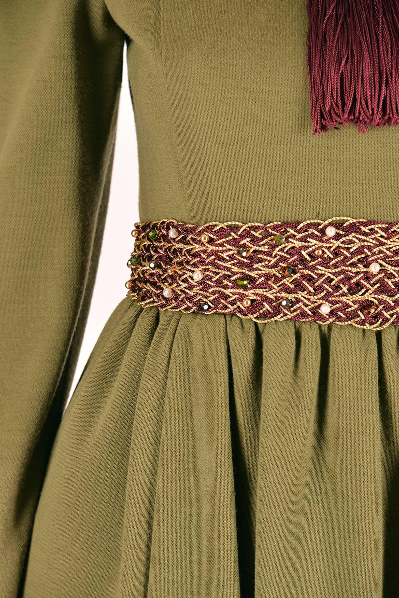 Women's Late 1960s Geoffrey Beene Olive Green Dress
