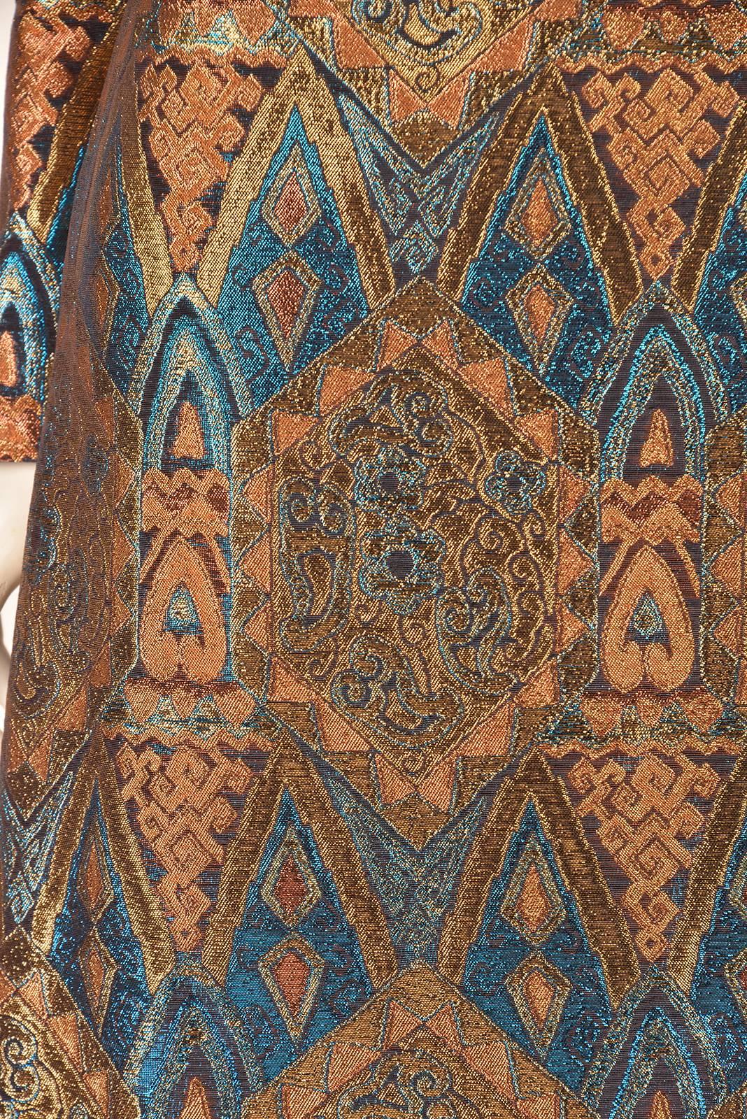 Women's Gold blue and copper Metallic Caftan, 1960s  