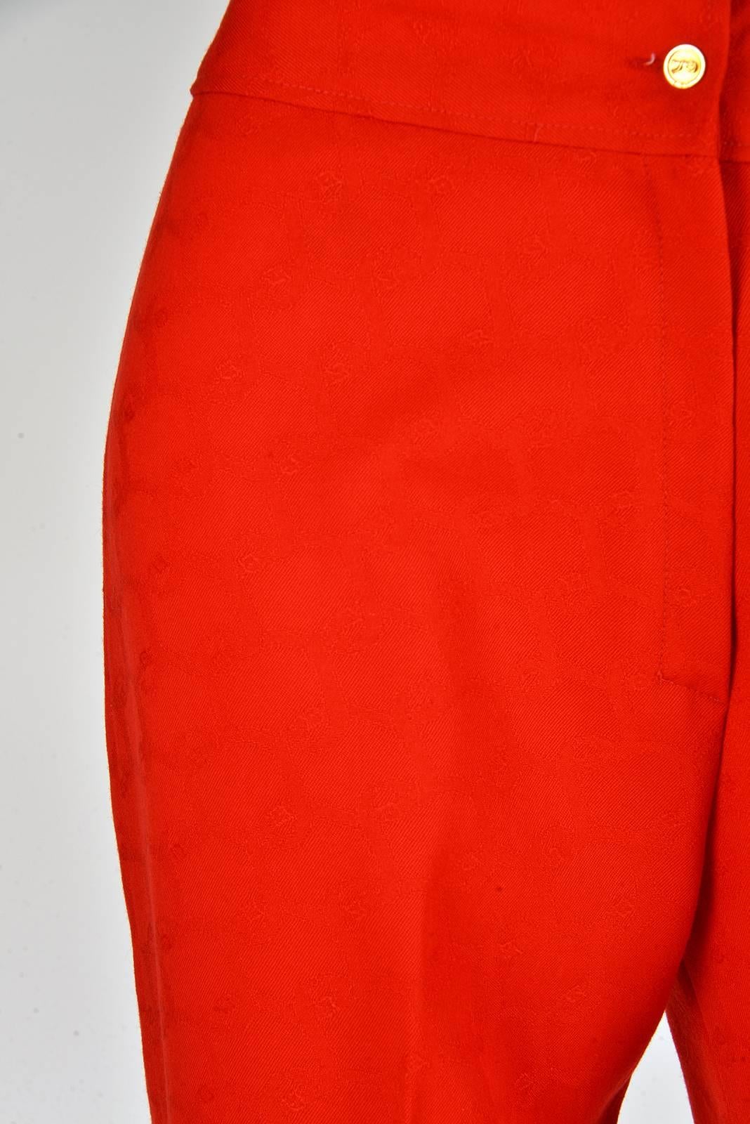 Women's Roberta di Camerino Vintage Red Wool Trousers