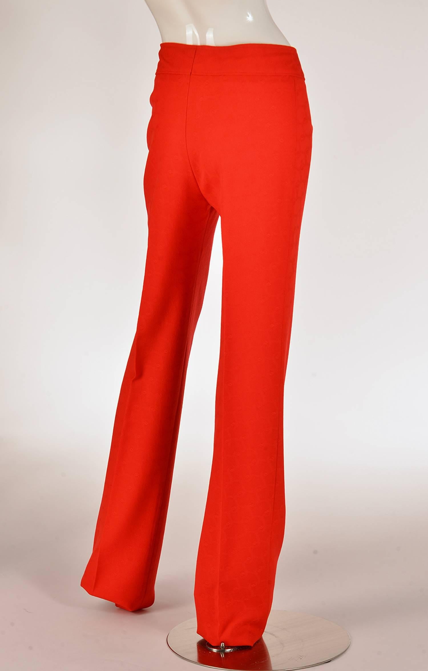 Roberta di Camerino Vintage Red Wool Trousers In Excellent Condition In Houston, TX