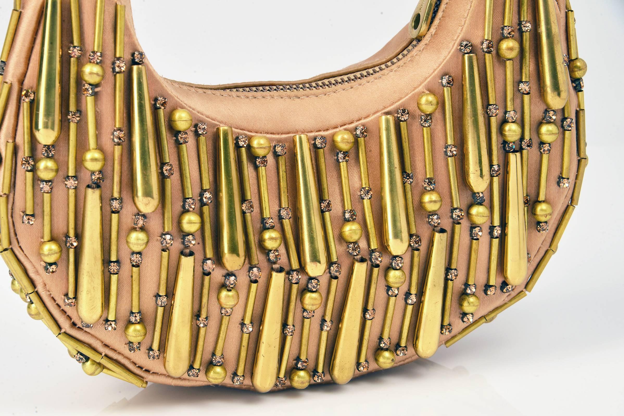 Chloe Champagne Silk Satin and Gold Bracelet Bag 2