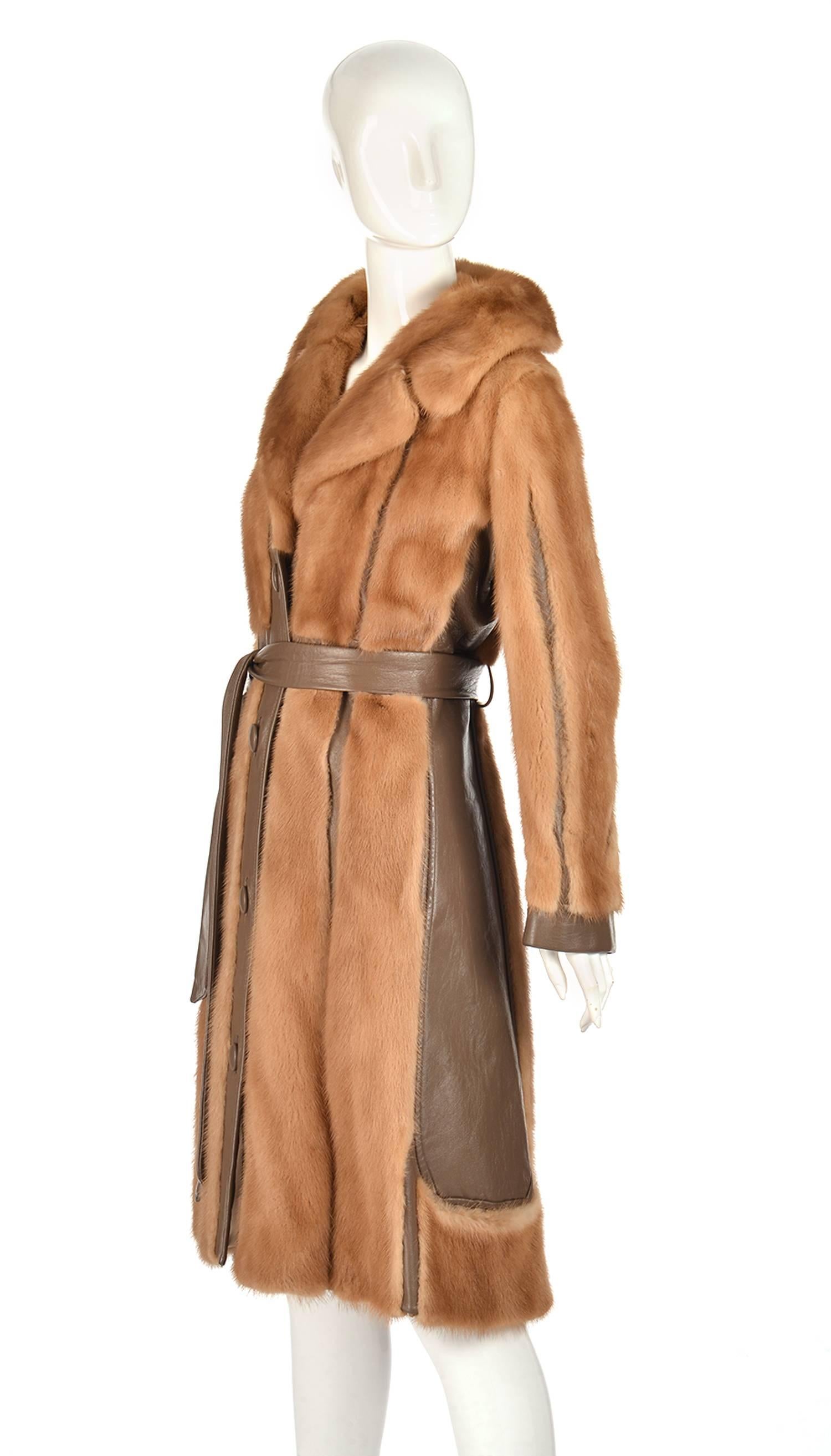 Late 20th Century Aladino Stefani Originals Mink and Leather Coat In Good Condition In Houston, TX