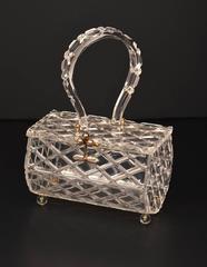 1950s Lucite Diamond Lattice Top Handle Evening Bag