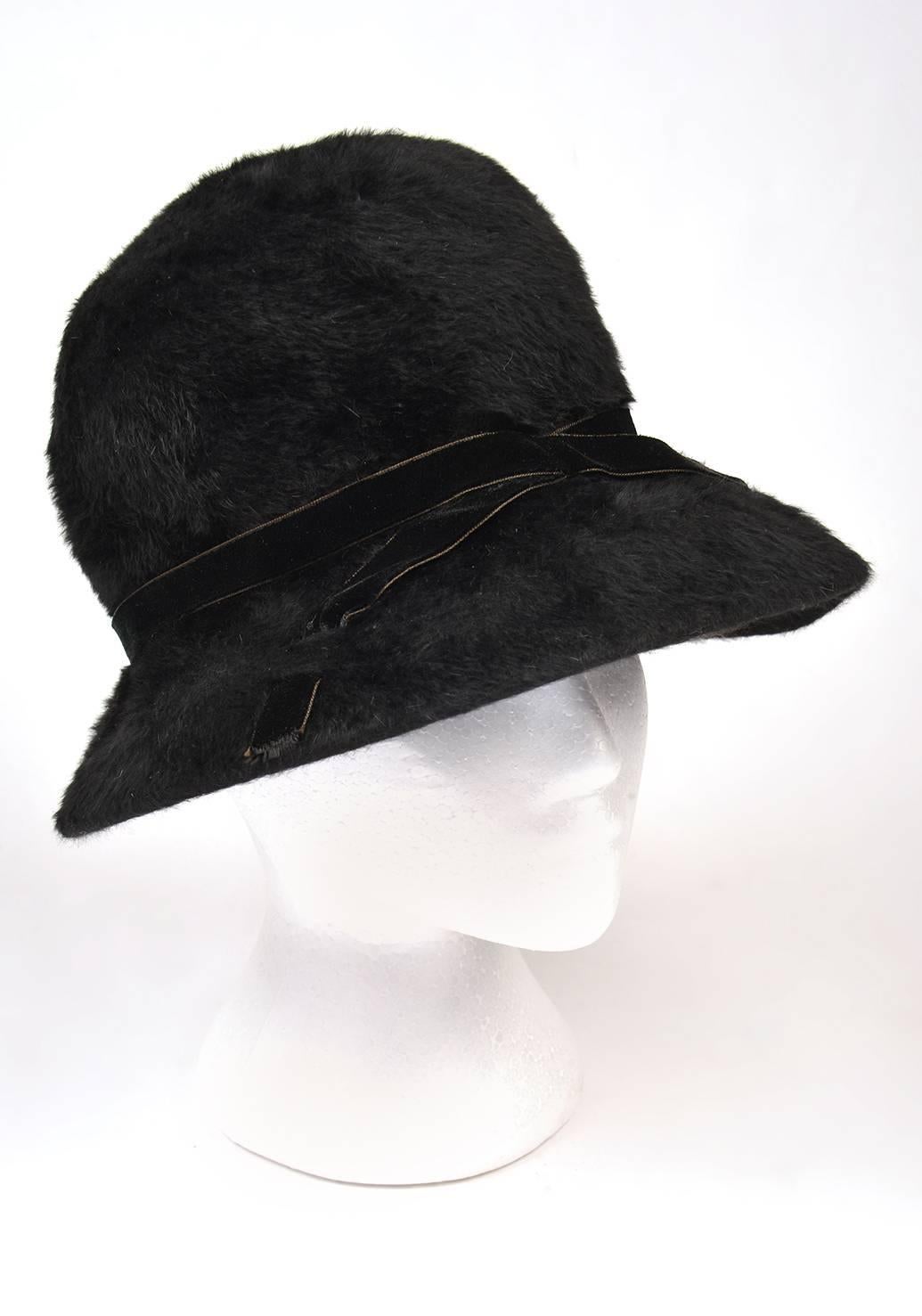 Mr. John Classic Black Faux Fur Hat, 1970s  In Excellent Condition In Houston, TX