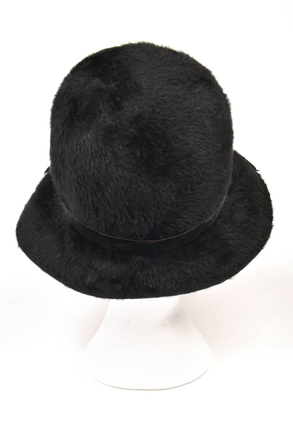 Women's Mr. John Classic Black Faux Fur Hat, 1970s 