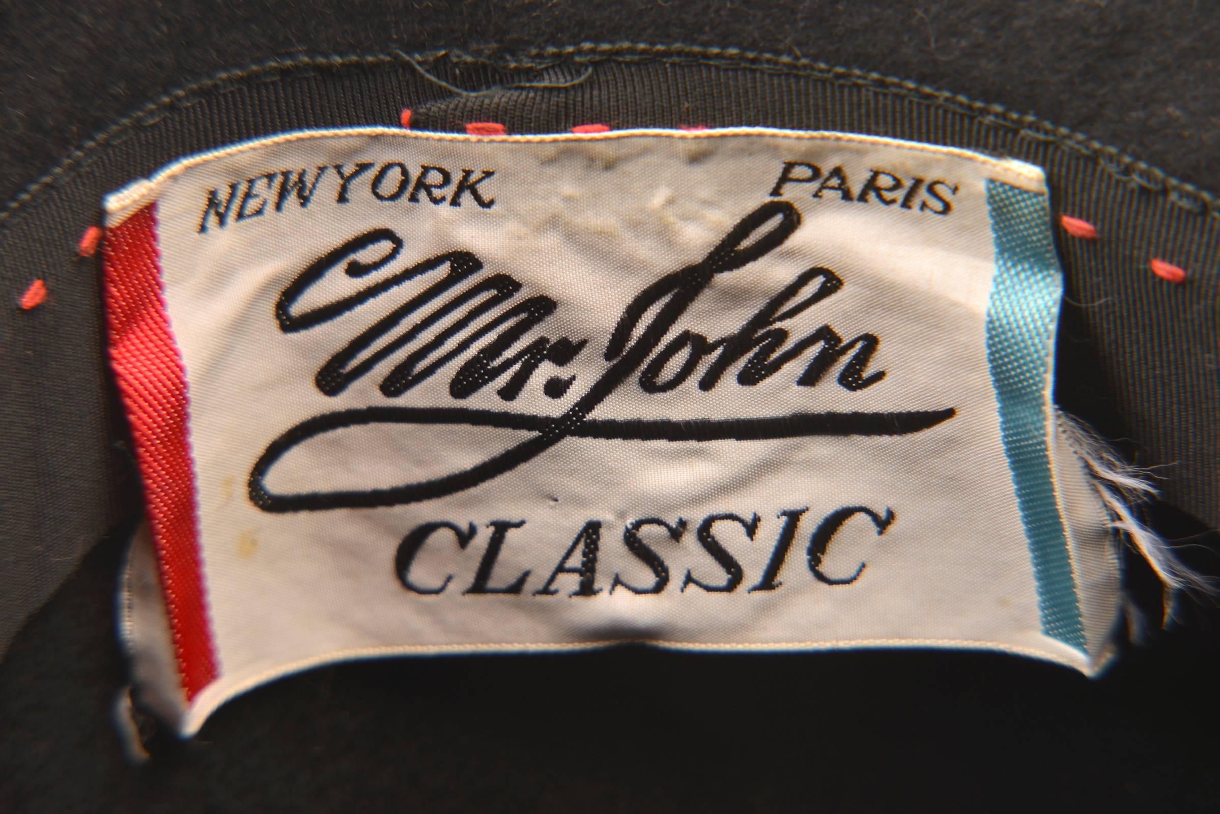 Mr. John Classic Black Faux Fur Hat, 1970s  3