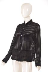 Comme des Garcons Junya Watanabe Velvet Striped Blouse, 1990s