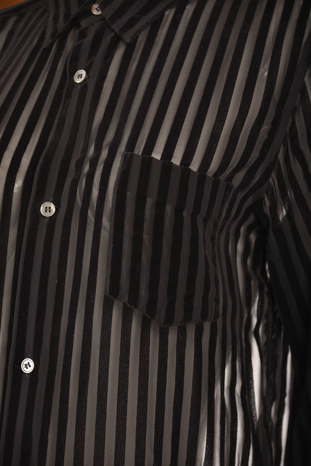 Comme des Garcons Junya Watanabe Velvet Striped Blouse, 1990s  In Excellent Condition For Sale In Houston, TX