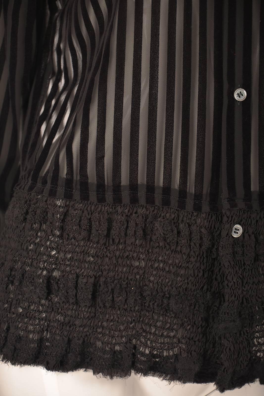 Women's Comme des Garcons Junya Watanabe Velvet Striped Blouse, 1990s  For Sale