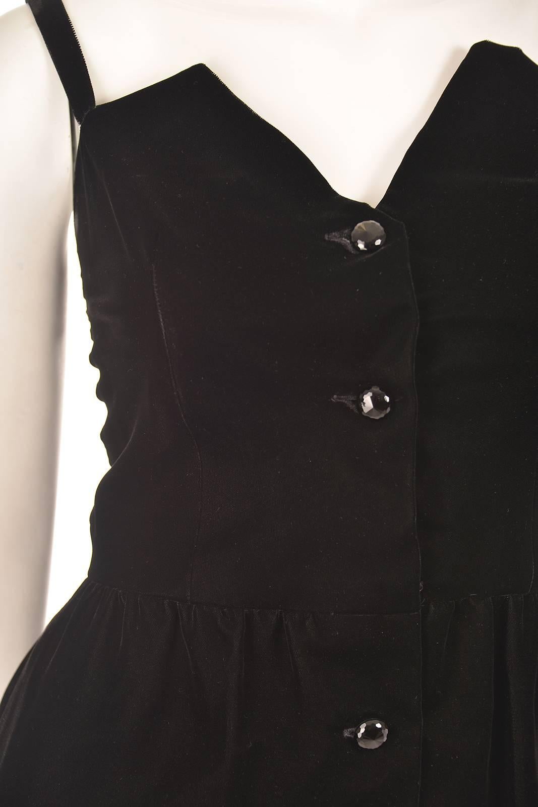 Givenchy Nouvelle Boutique Black Velvet Dress, 1970s  For Sale 1