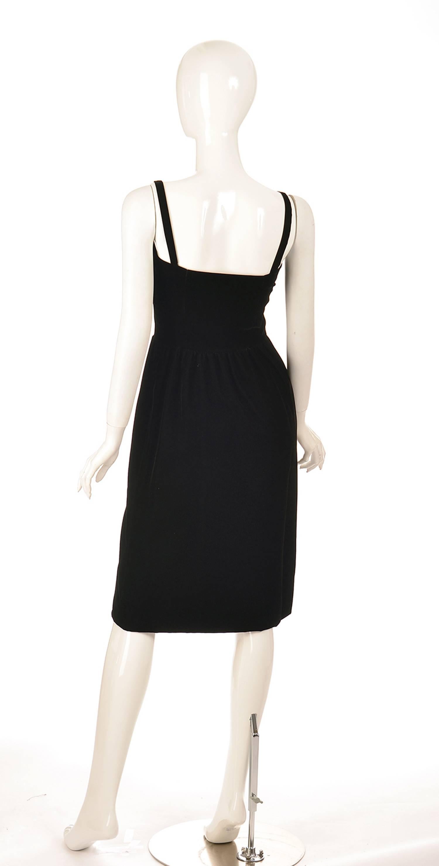 Women's Givenchy Nouvelle Boutique Black Velvet Dress, 1970s  For Sale