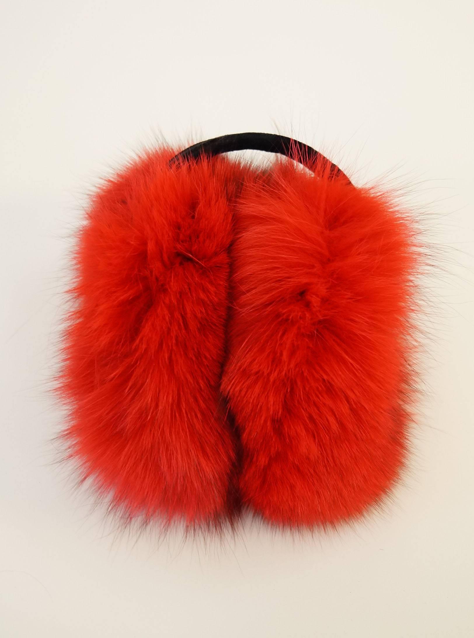 Women's or Men's Red Fox and Velvet Earmuffs
