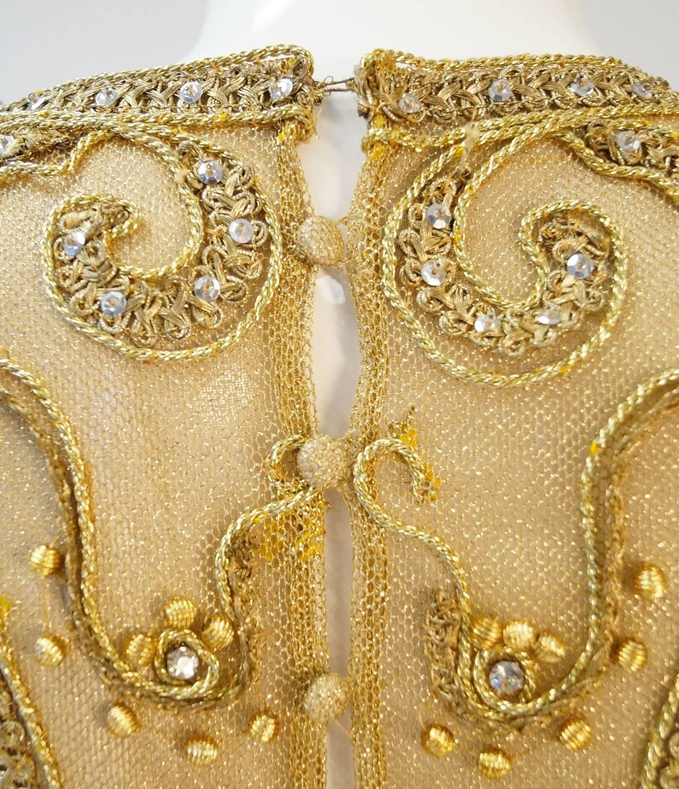 1966 Malcolm Star Embroidered Gold Coctail Dress 5