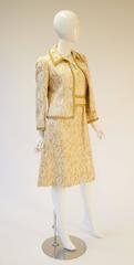 1960's Mollie Parnis Gold and Cream Dress Suit