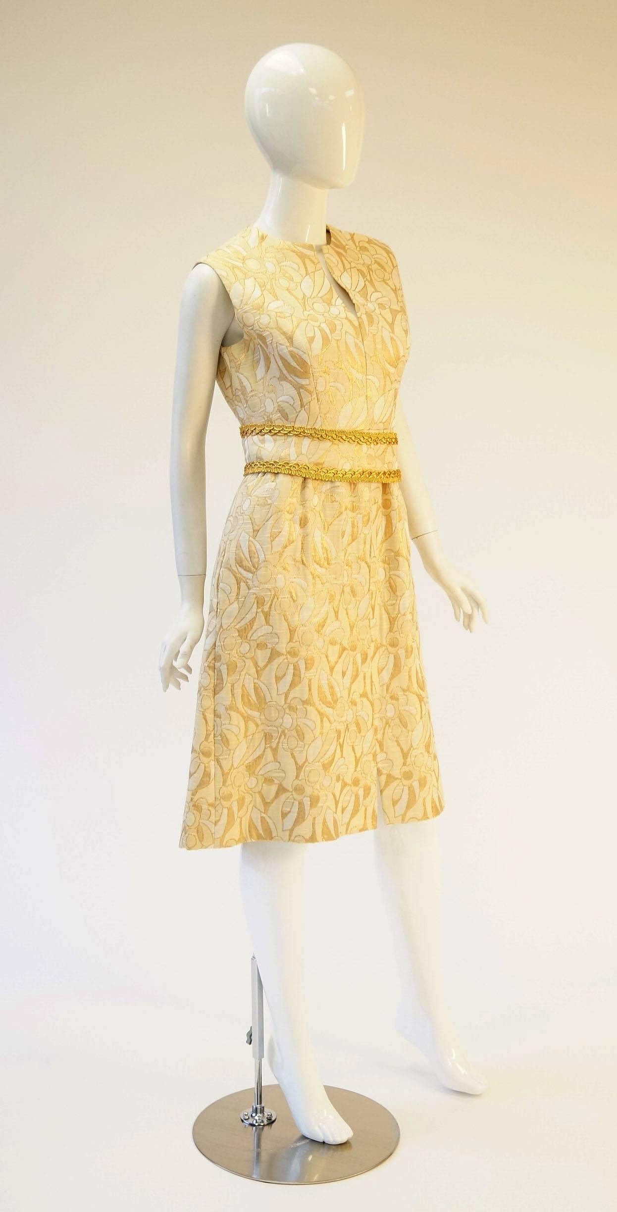 1960's Mollie Parnis Gold and Cream Dress Suit 1