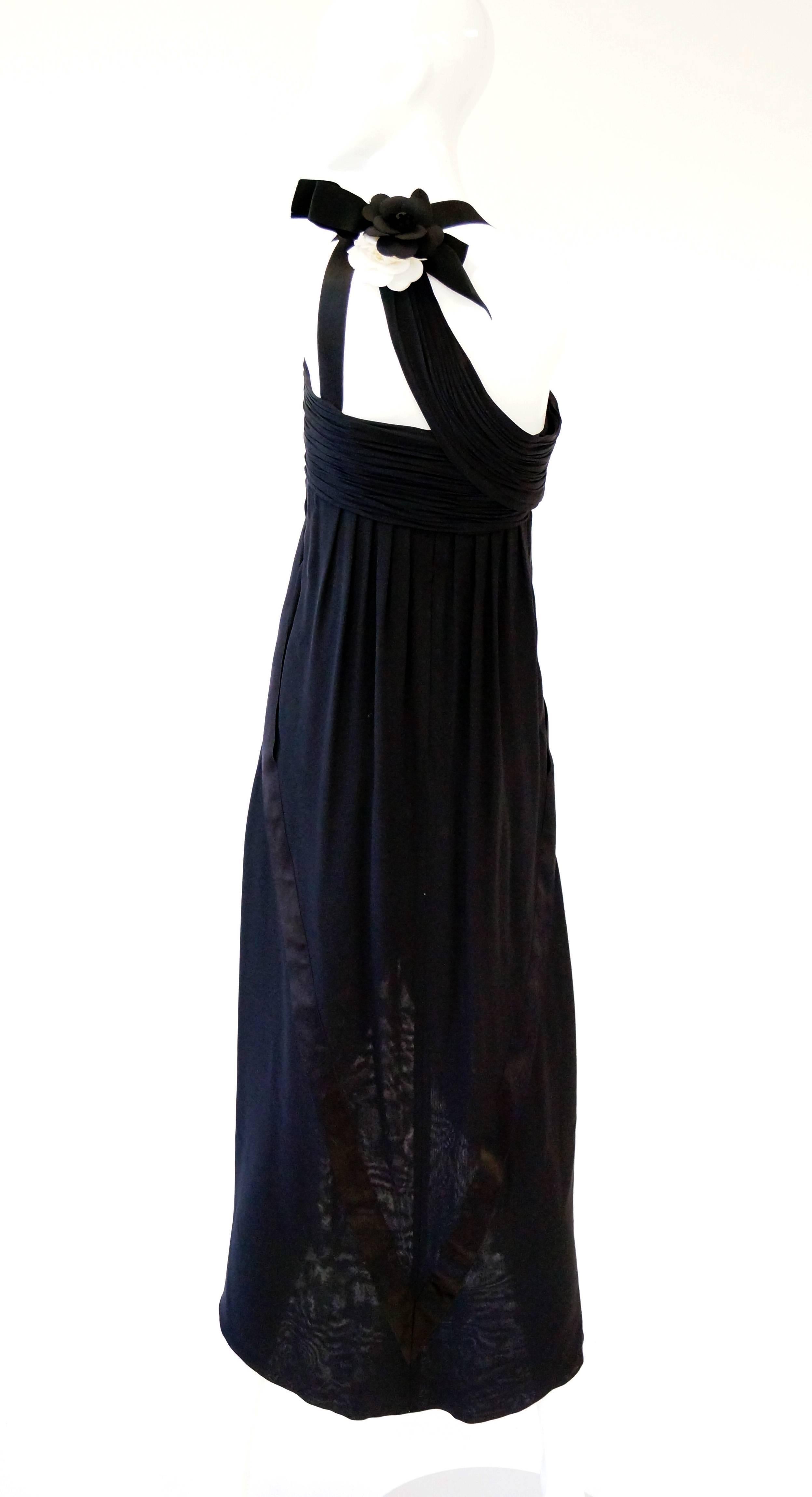 Women's Early 1980s Chanel Silk Camellia Evening Dress 