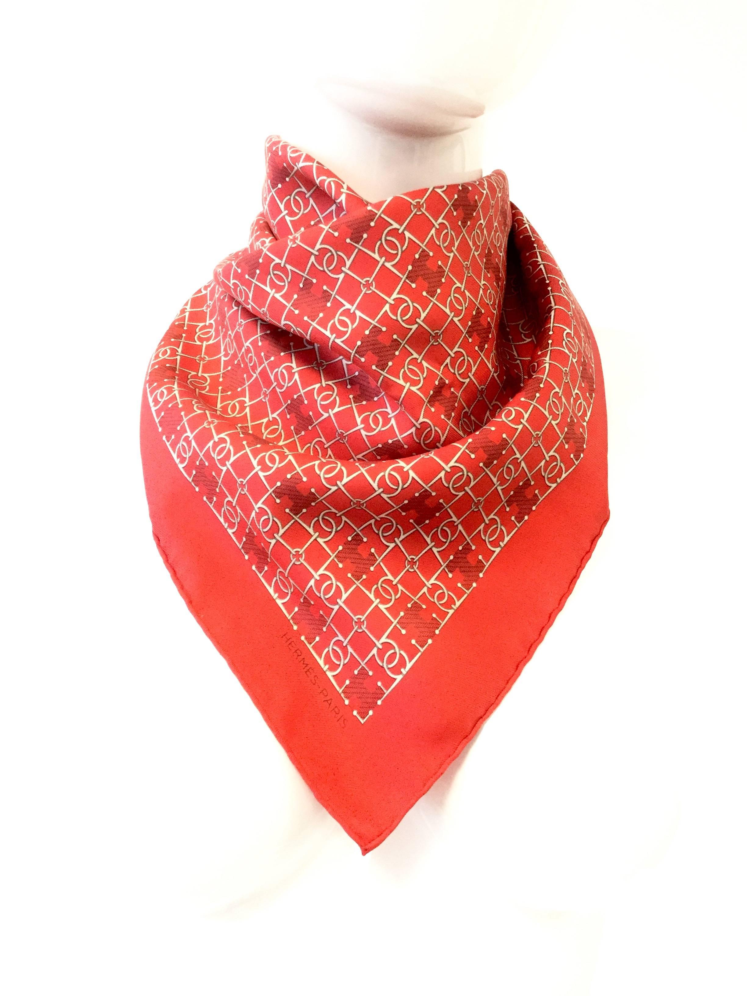 Contemporary Hermès Red Loose Ring Silk Scarf NWT 1