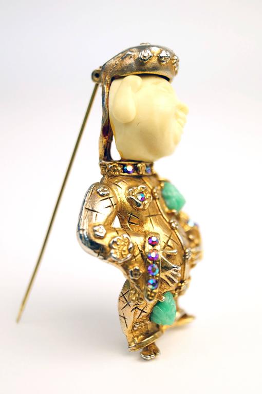 Rare 1960's HAR Laughing Buddha Brooch at 1stDibs | har