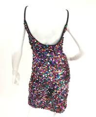 Fred Hayman Beverly Hills Multicolor Paillette Mini Dress, 1970s