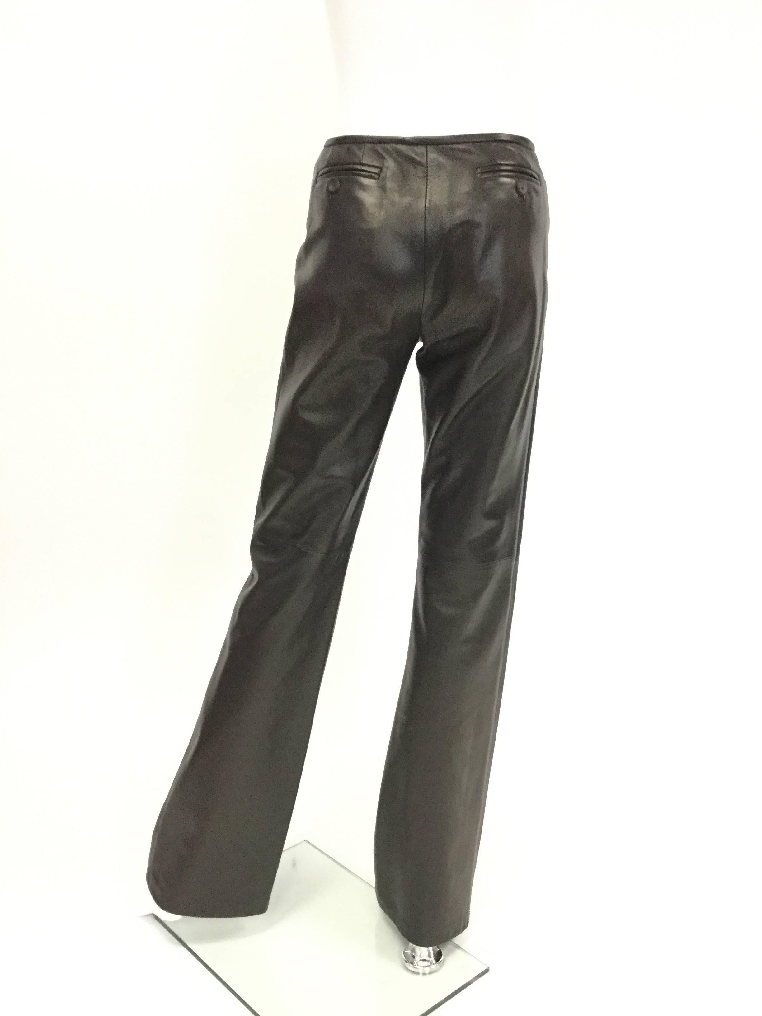 Black Gucci Tom Ford Espresso Leather Bootcut Trousers, 1990s