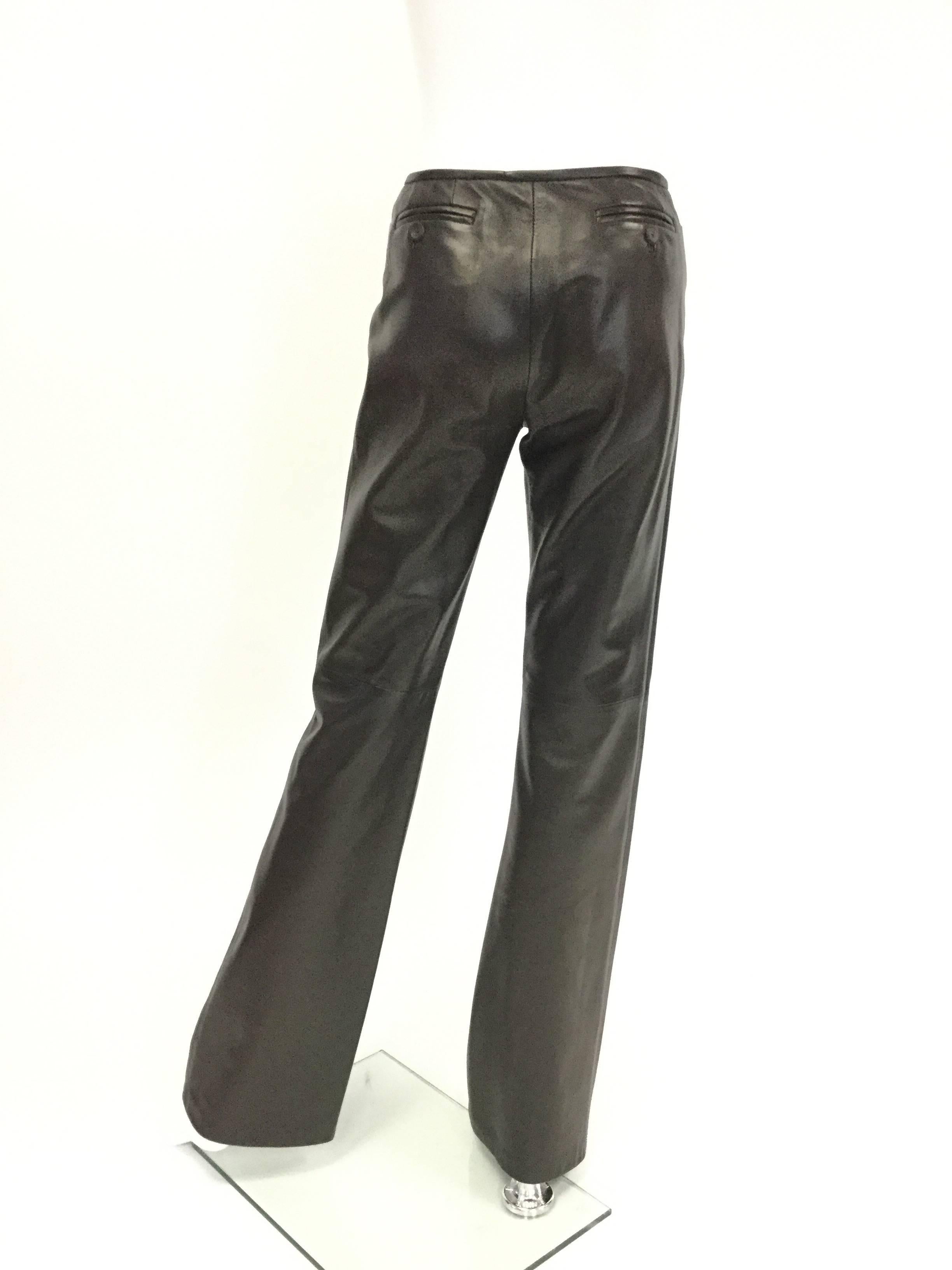 Black Gucci Tom Ford Espresso Leather Bootcut Trousers, 1990s 