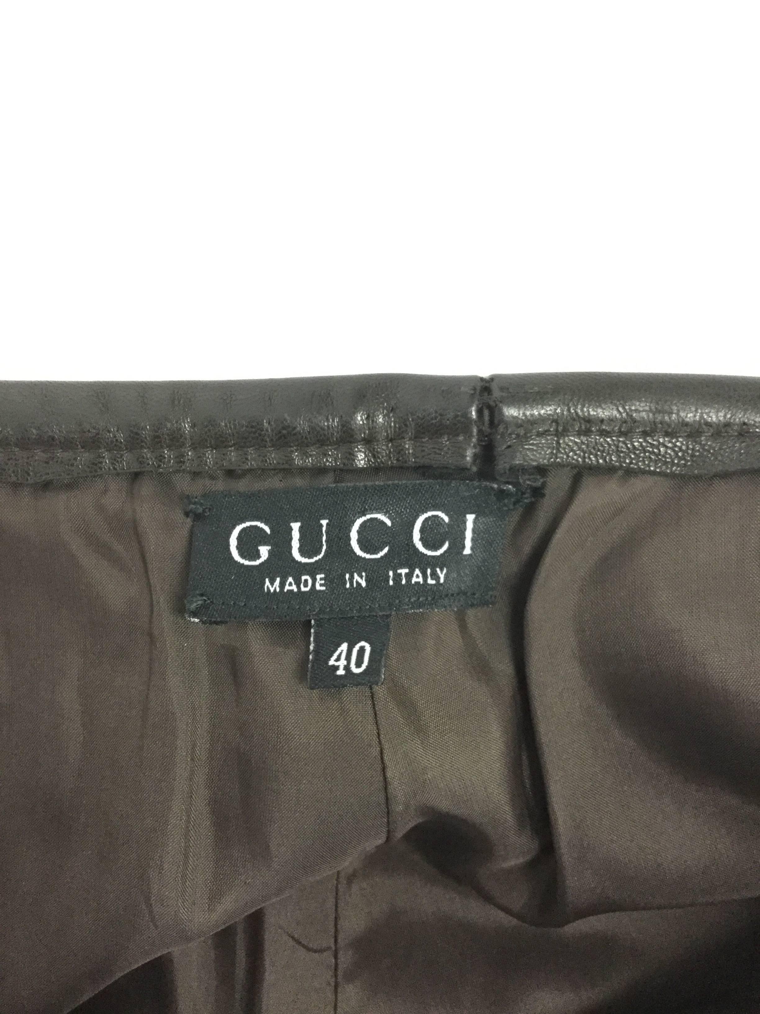 Gucci Tom Ford Espresso Leather Bootcut Trousers, 1990s  In Good Condition In Houston, TX