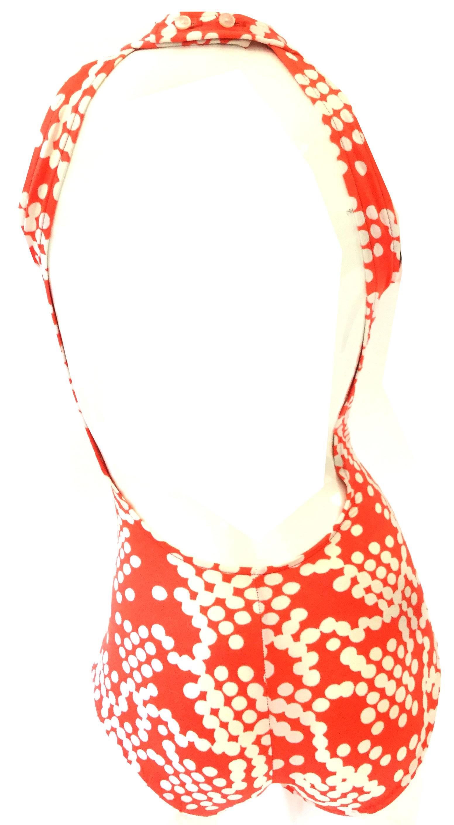 1970s Red Polkadot Cluster Plunge Swimsuit  In Excellent Condition In Houston, TX