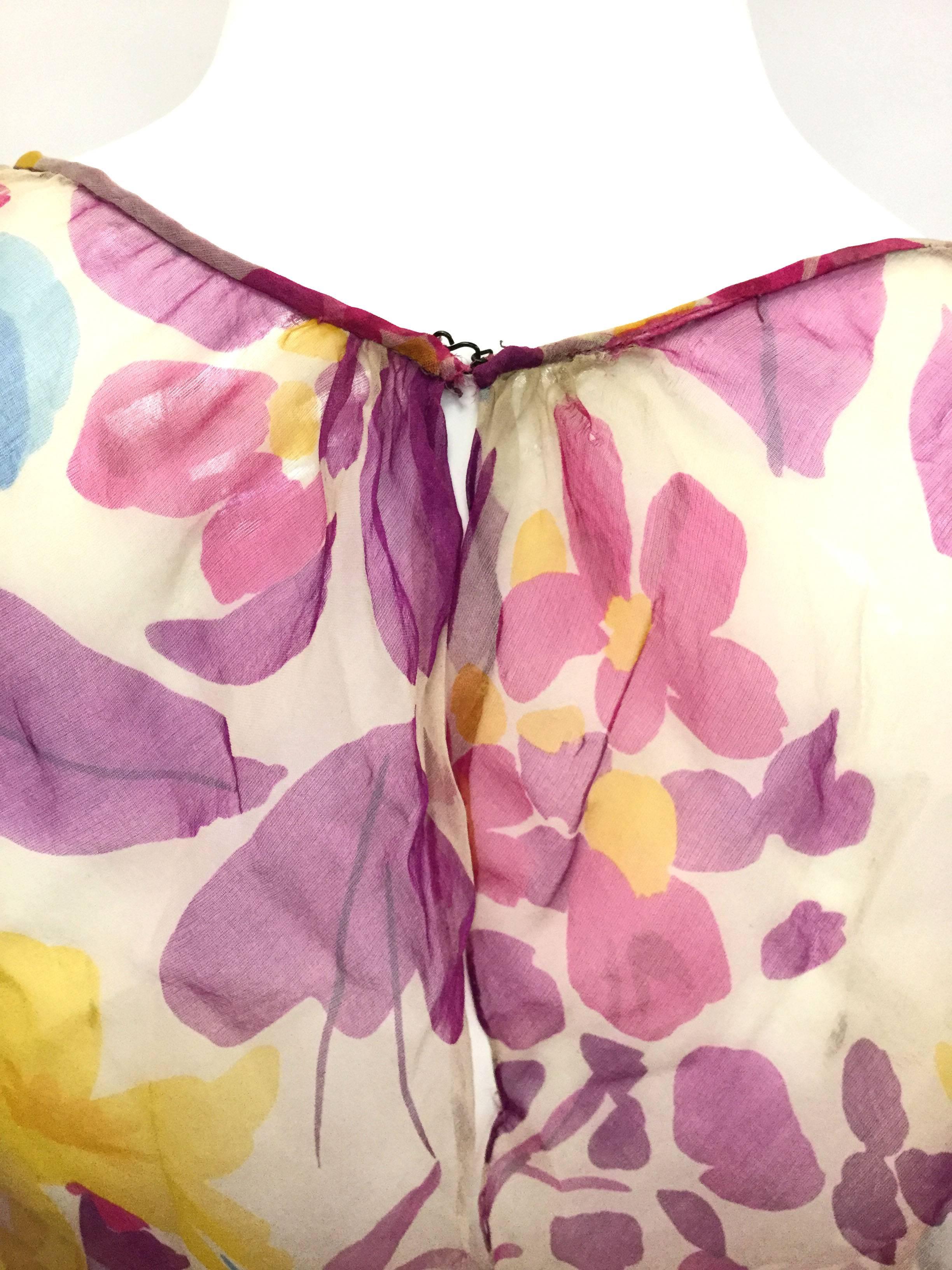 1990s Oscar de la Renta Sheer Floral Ensemble In Good Condition For Sale In Houston, TX