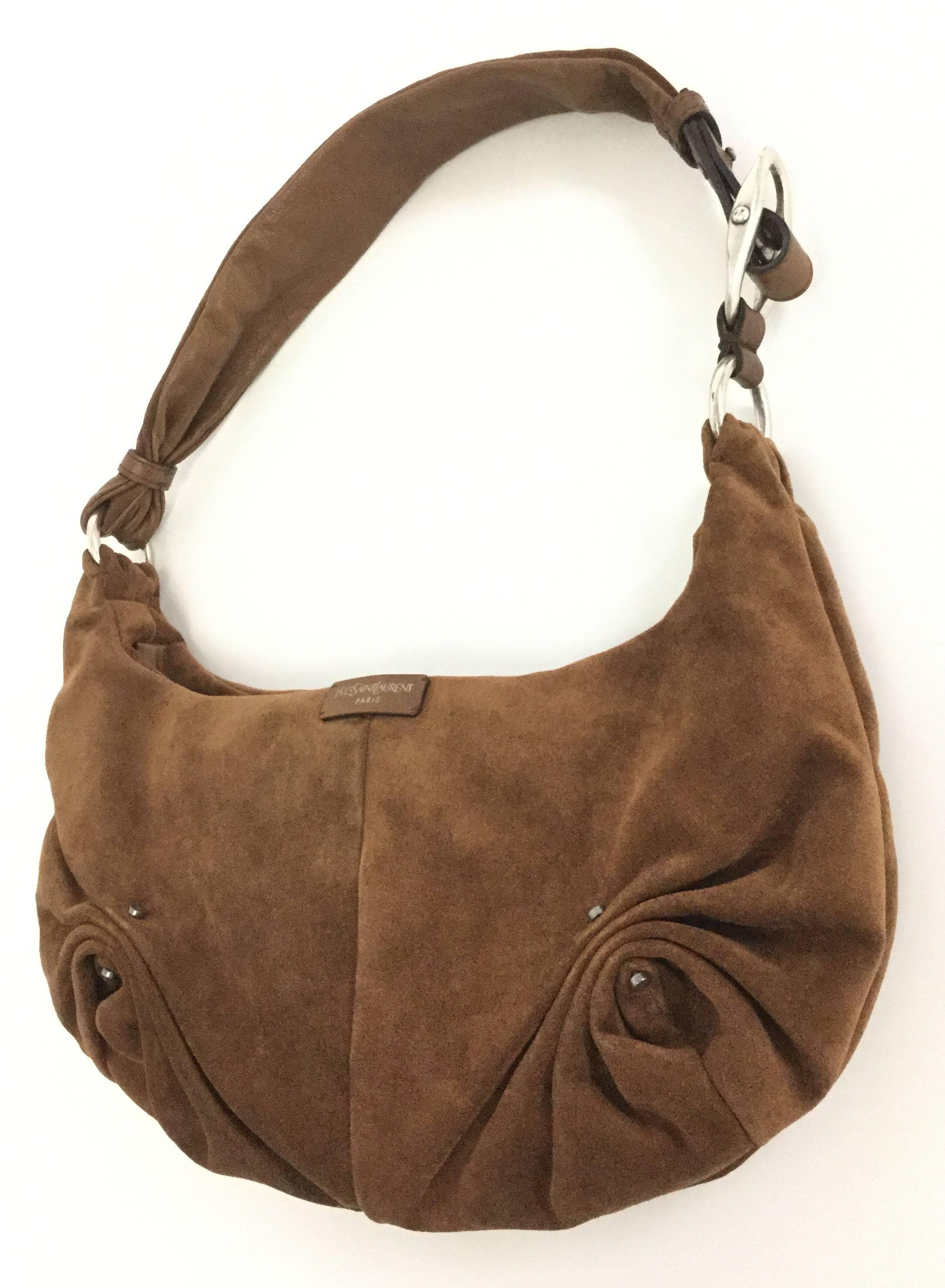 2004 Yves Saint Laurent Mamounia Brown Lambskin Shoulder Bag In Good Condition For Sale In Houston, TX