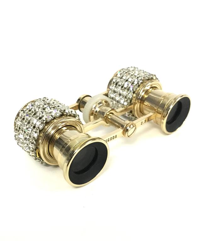 Mid Century Mignon Gold Tone Rhinestone Opera Glasses at 1stDibs