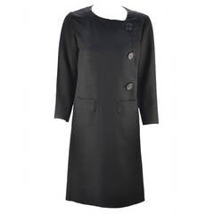 1960s Pierre Cardin Black Linen Dress 2