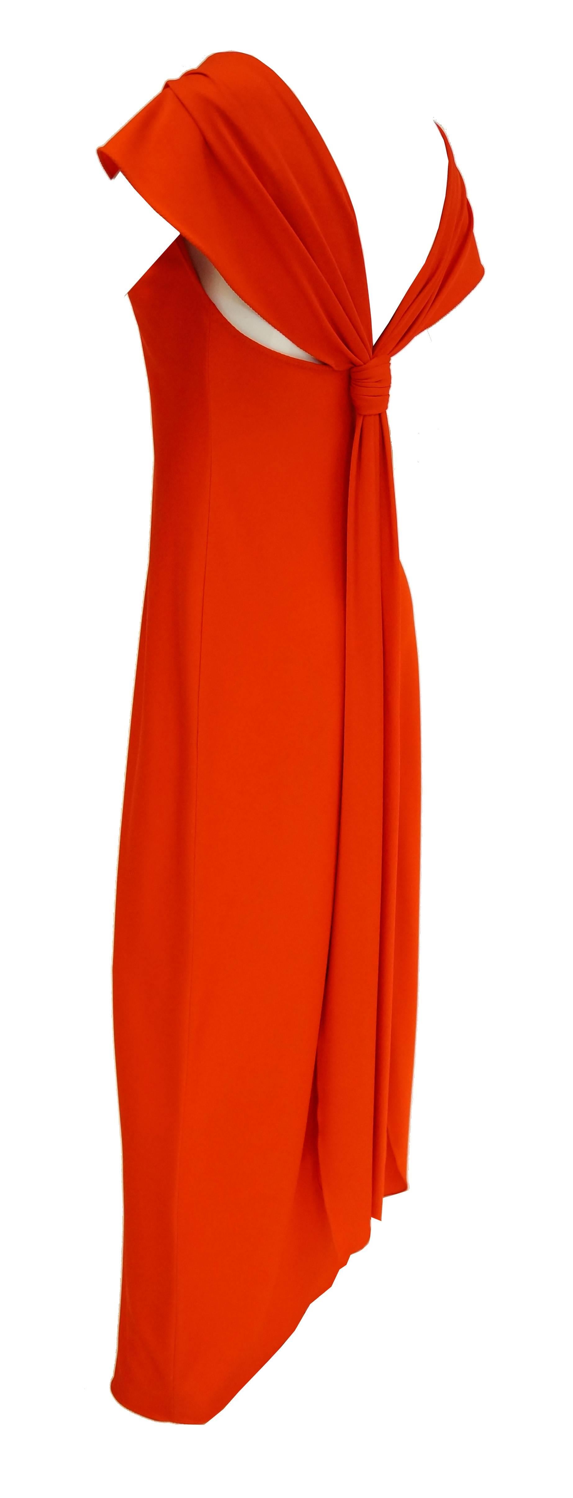 1970s Stephen Burrows Red Drape Back Evening Dress In Excellent Condition In Houston, TX
