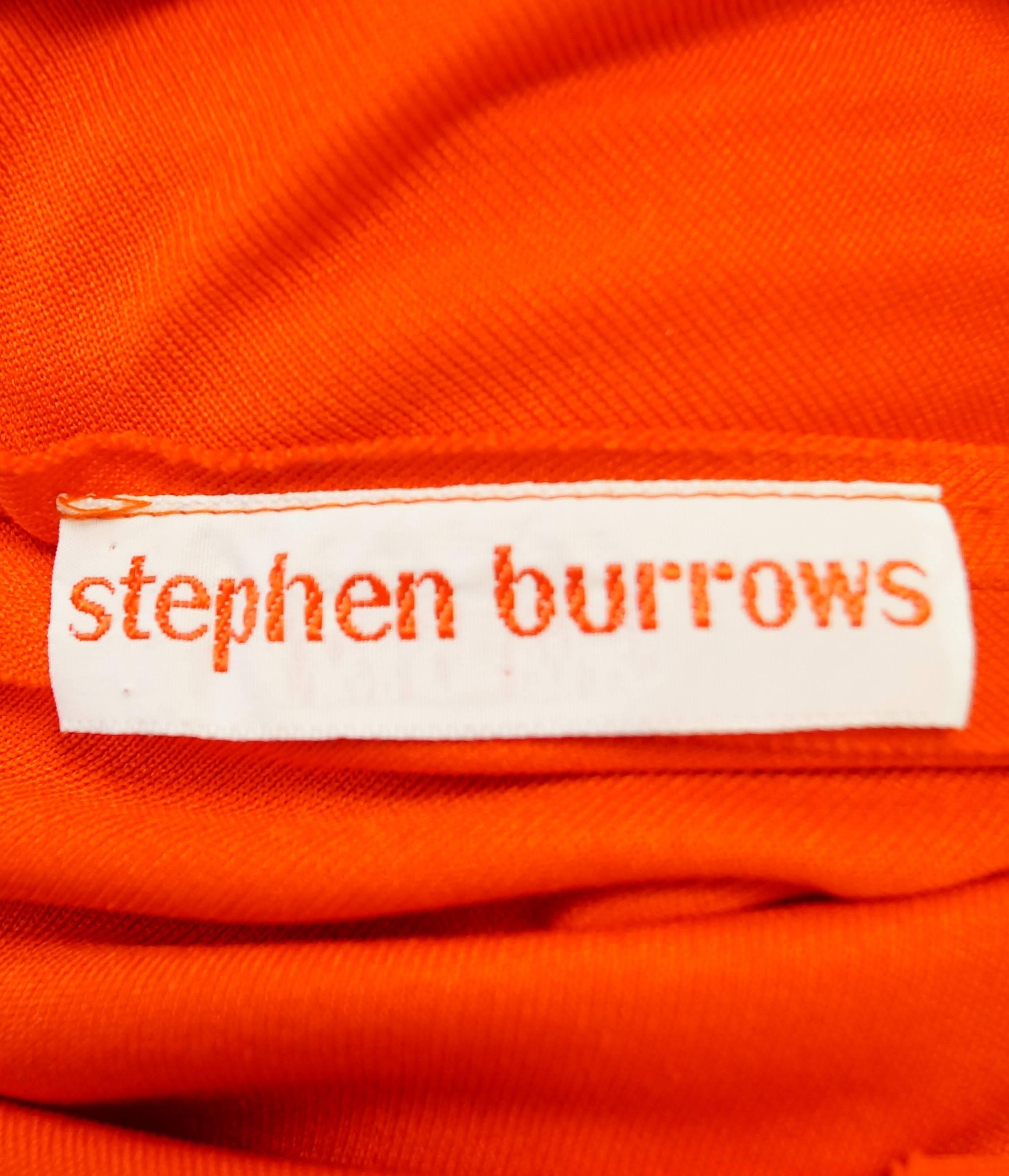 1970s Stephen Burrows Red Drape Back Evening Dress 1
