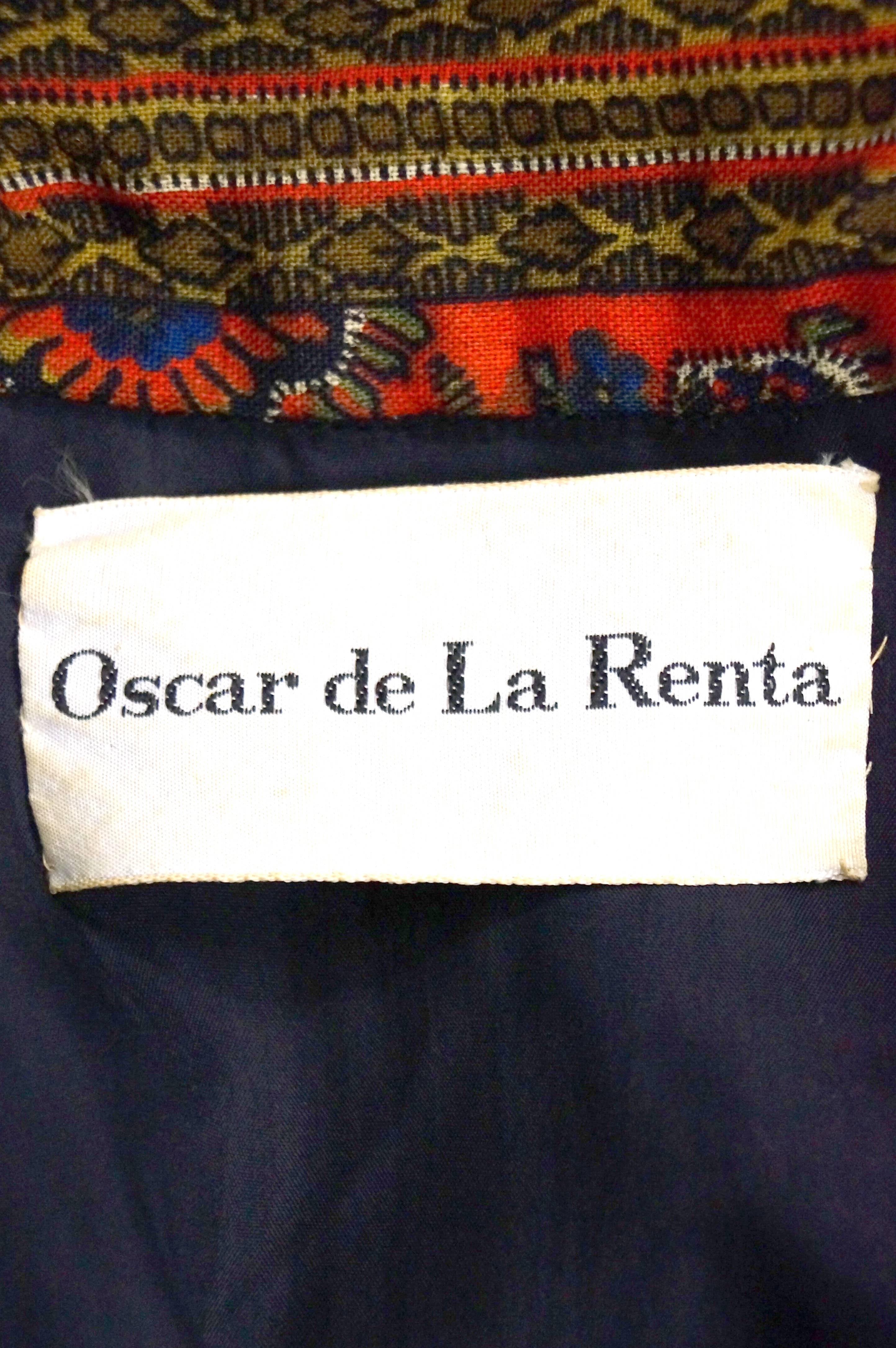 Women's or Men's Oscar de la Renta Ethnic Print Wool Dress, 1960s 