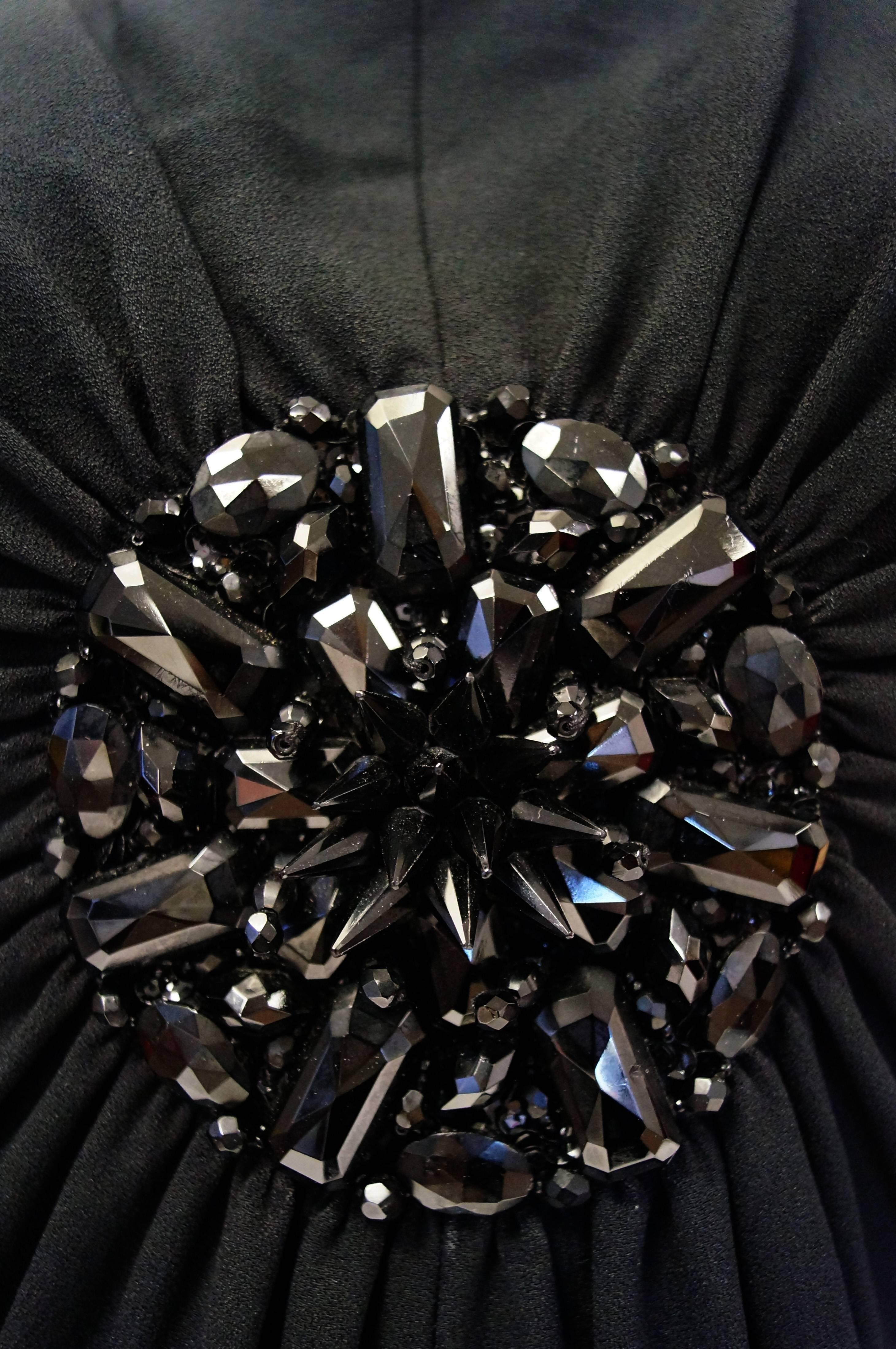 black empire waist evening gown