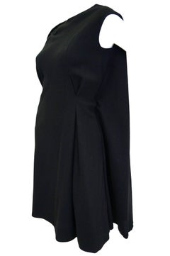1960s John Moore Black Wool Cape Dress