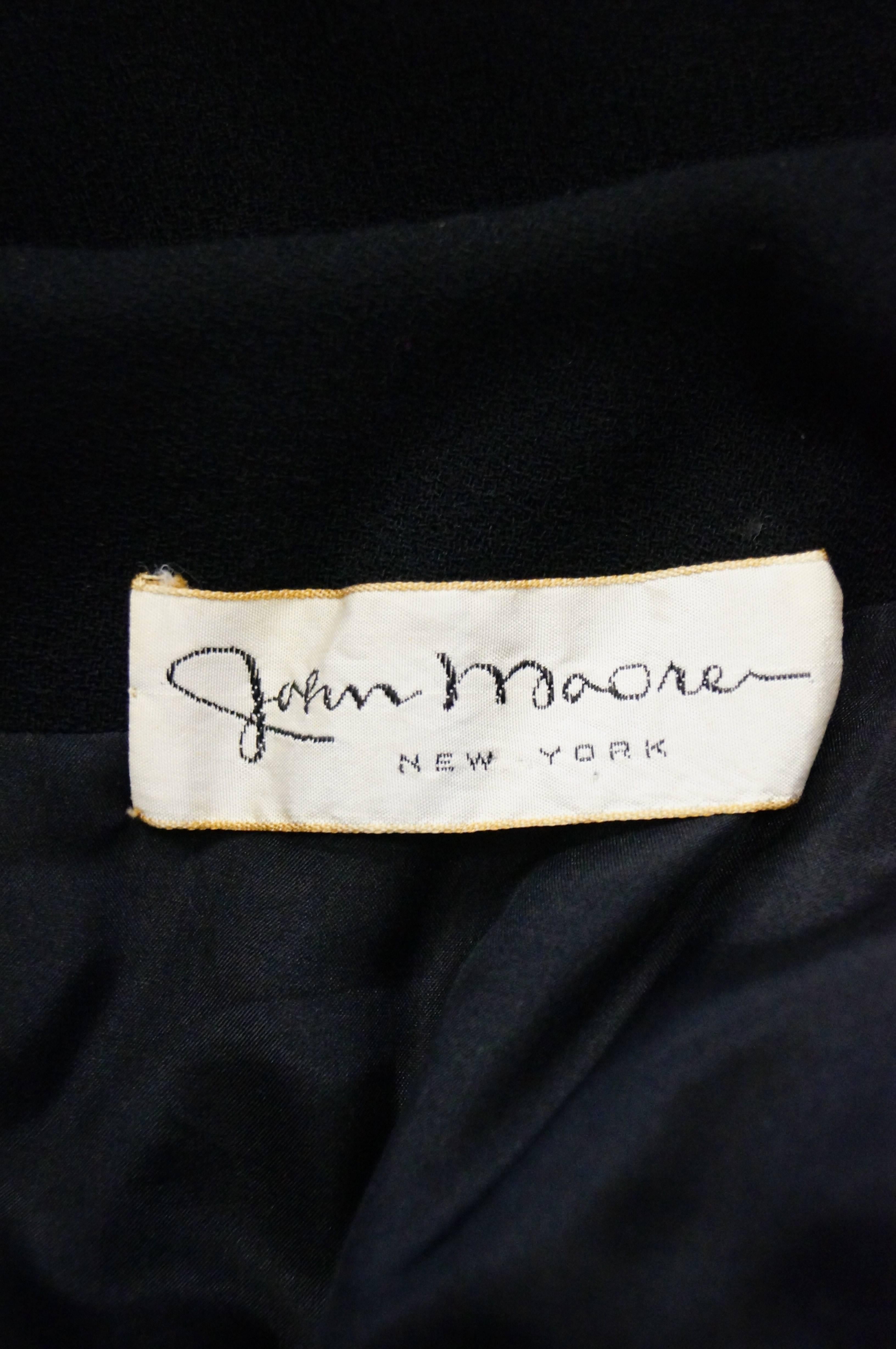 1960s John Moore Black Wool Cape Dress For Sale 2