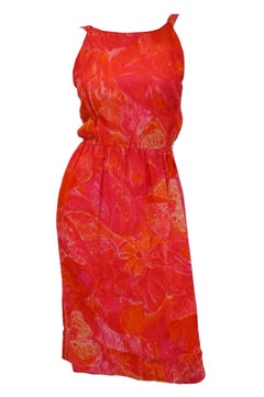 1960s Pierre Cardin Cerise Silk Dress and Cape