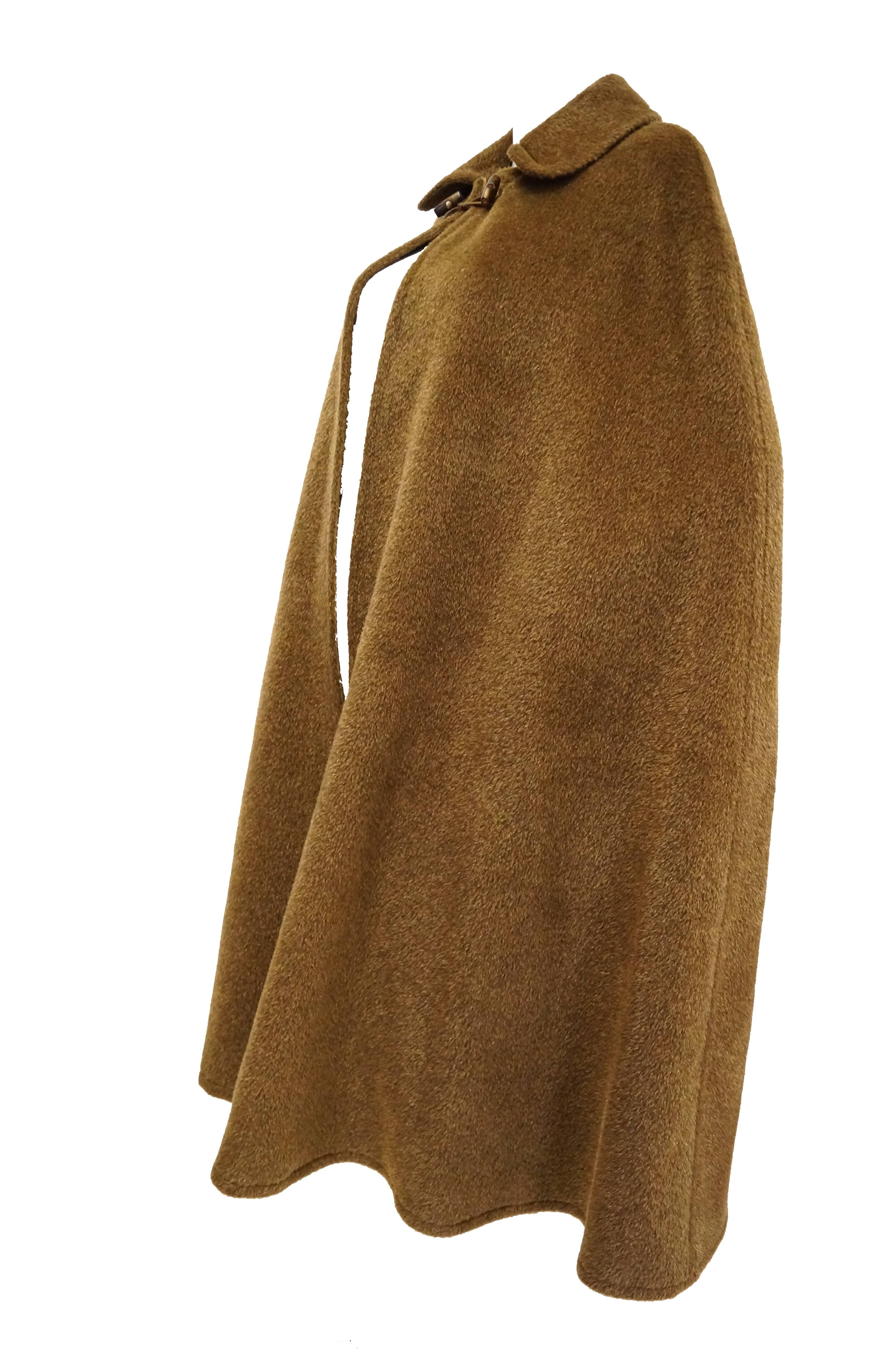 Brown 1970s Yves Saint Laurent Caramel Wool Cloak
