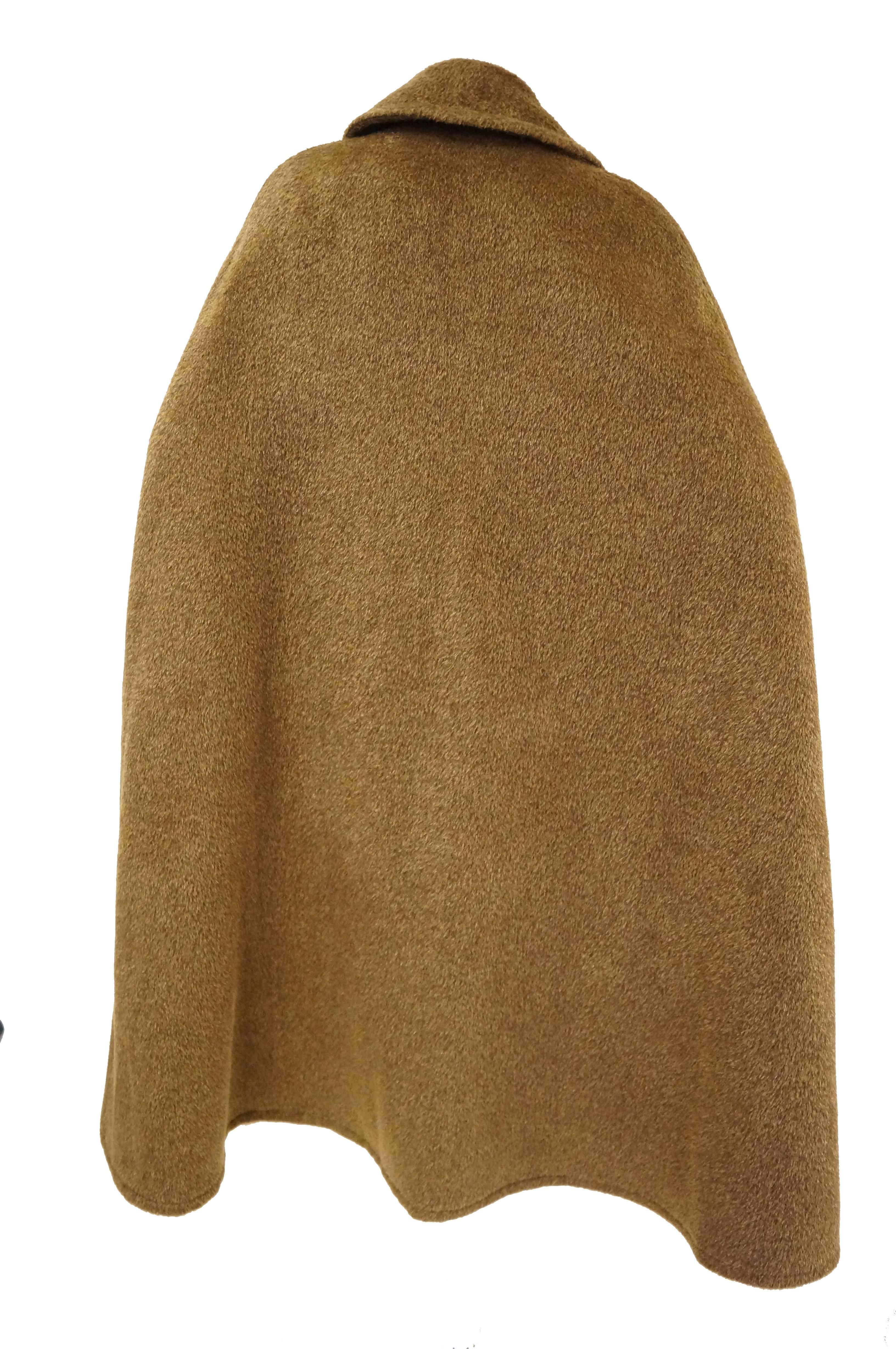 1970s Yves Saint Laurent Caramel Wool Cloak In Excellent Condition In Houston, TX