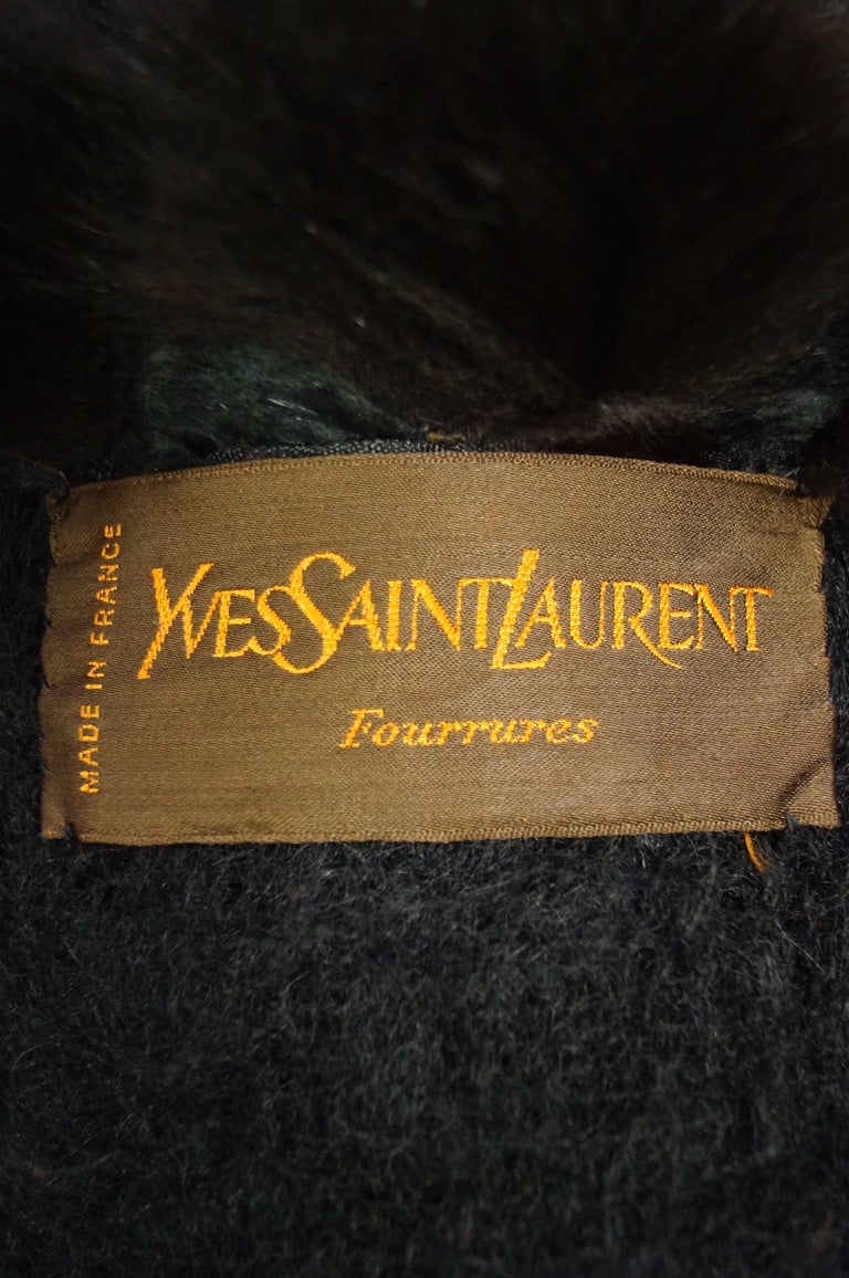 1970s Yves Saint Laurent Wool and Fox Button Cape For Sale 3