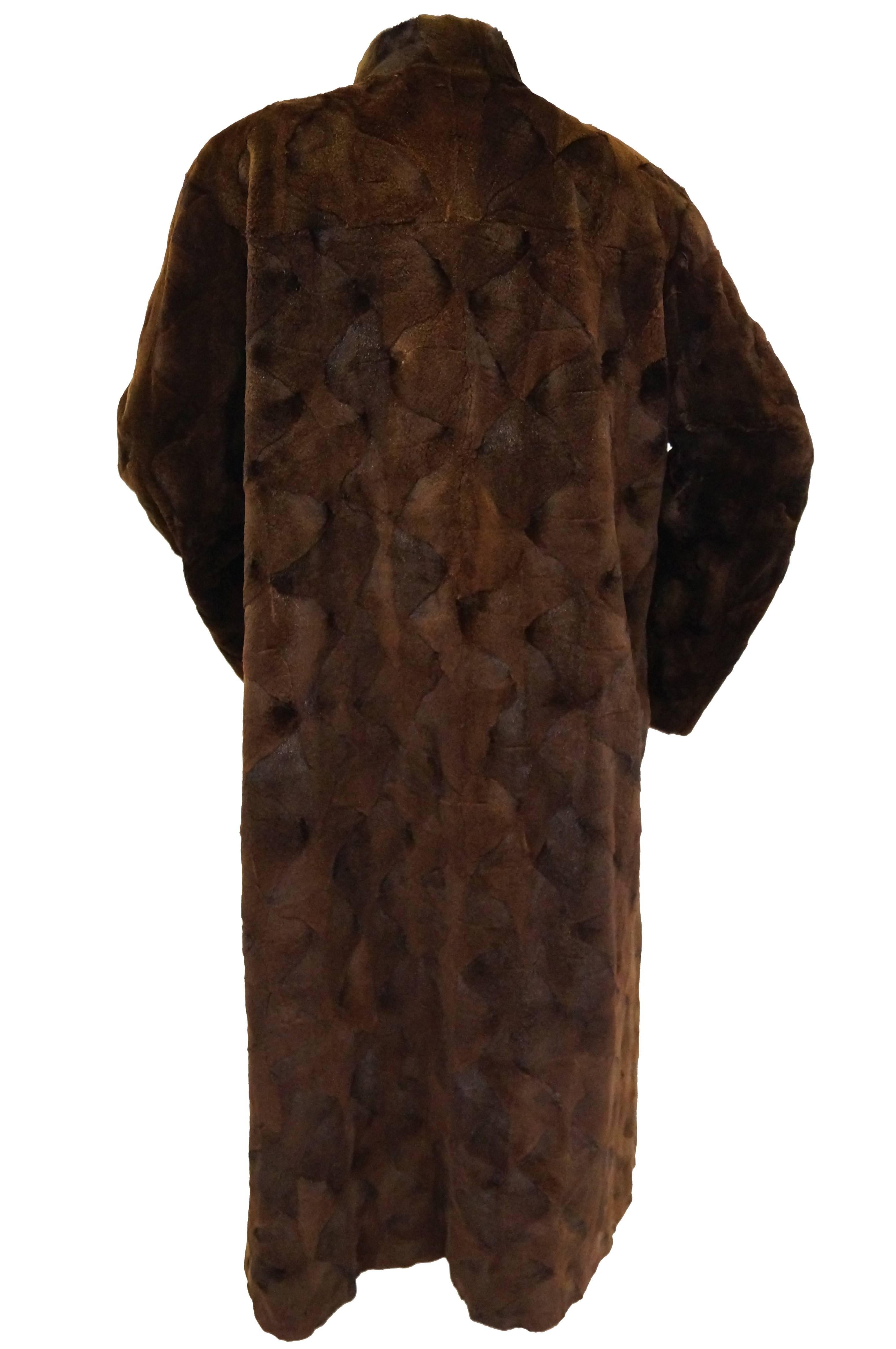 1980s Geometric Sheared Mink Coat XL 14 In Good Condition In Houston, TX