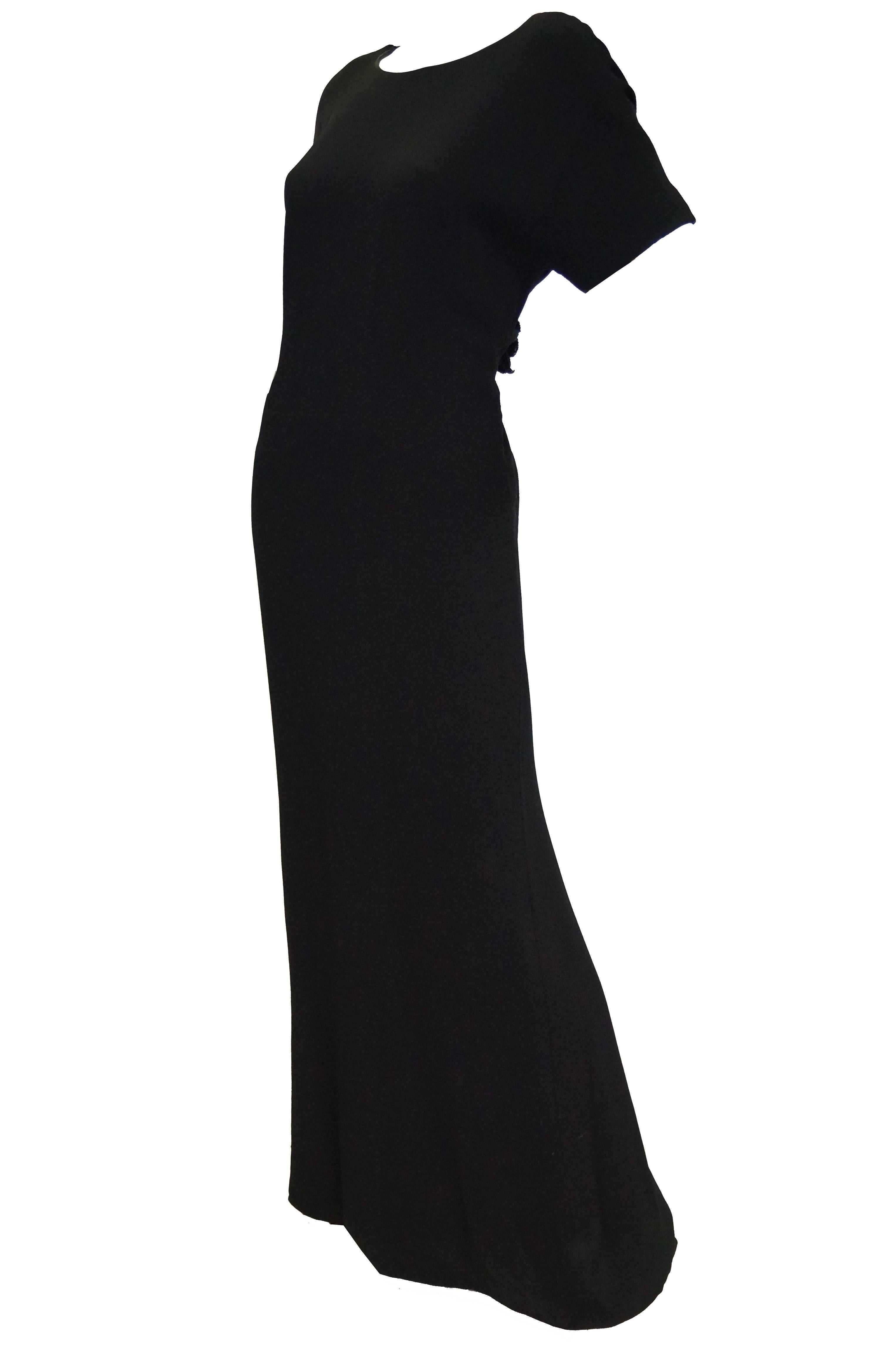 1990s NWT Carolina Herrera Black Plunge Back Evening Dress 10 For Sale ...