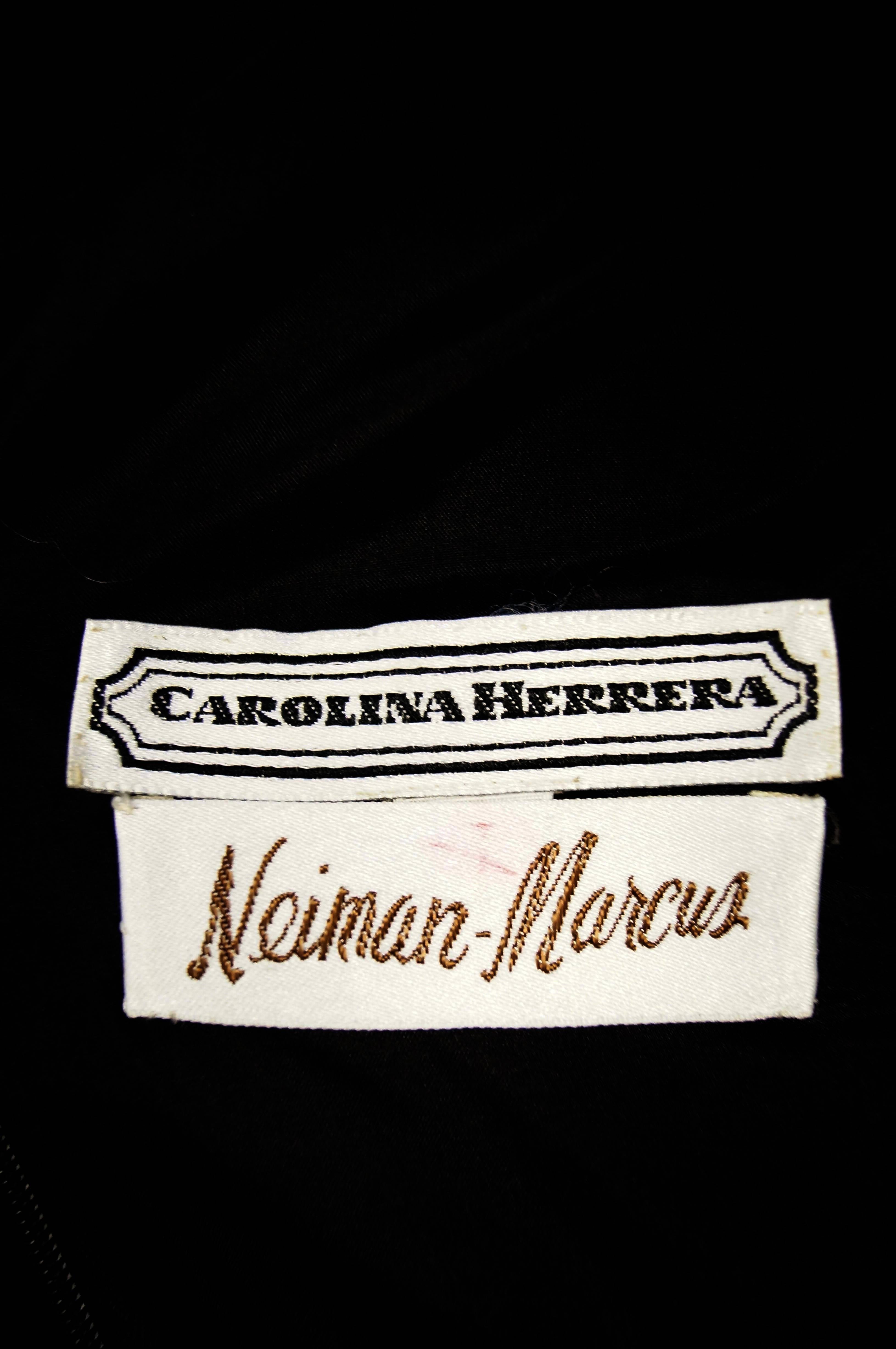 1990s NWT Carolina Herrera Black Plunge Back Evening Dress 10 For Sale 2