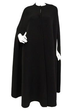 Rare 1940s Madame Gres Floor Length Black Wool Cloak