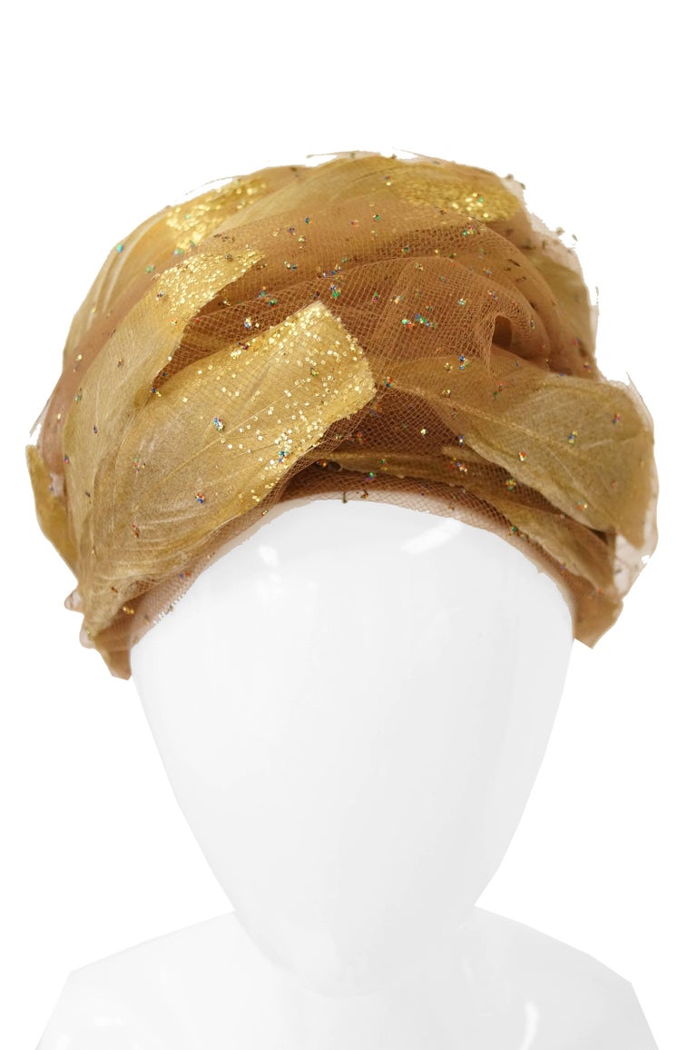 1960s Christian Dior Golden Plumes Hat / Turban at 1stDibs