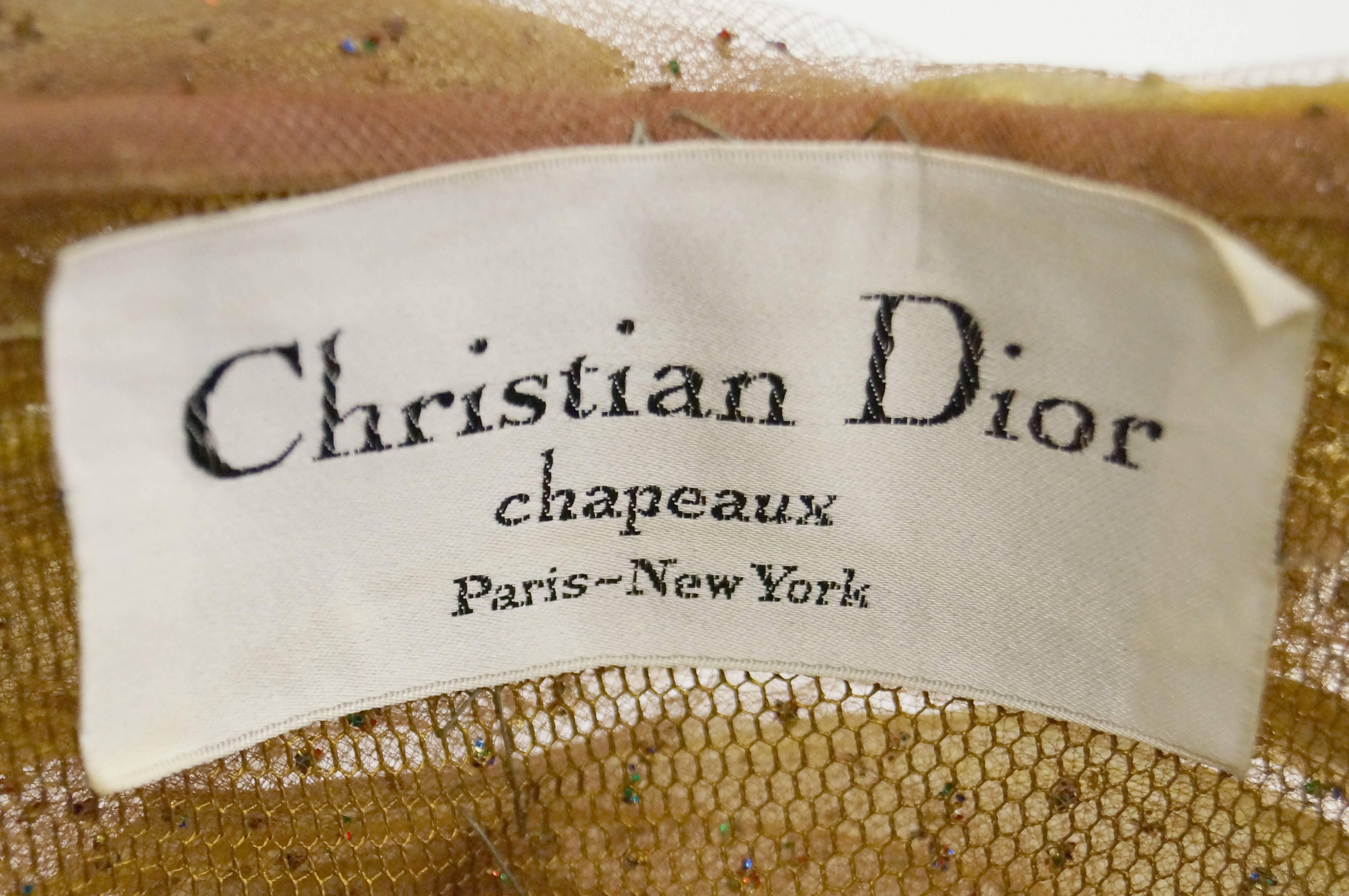 Women's 1960s Christian Dior Golden Plumes Hat / Turban